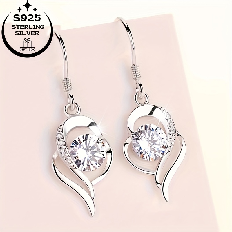 925 Silver Teardrop Earrings, Zirconia, Graduation Gift